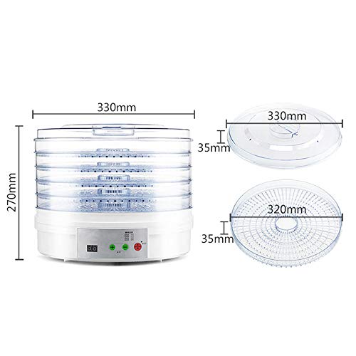 ZXLLAFT Dörrautomaten Lebensmittel Runder Obsttrockner 5 BPA-freie Schalen für Obst Fleisch Trockenfleisch Vom Rind, Kräuter, mit Timer und Temperaturregelung, 350 W,220V – Bild 8