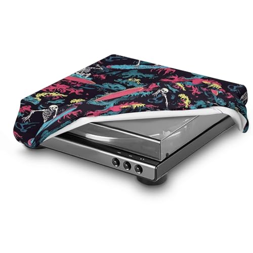 Qehuruxo Record Player Dust Cover Skull Surf Compatible with SL-Q300/SL-B250/SL-B260 – Waterproof, Scratch-Resistant & Foldable Turntable Protector