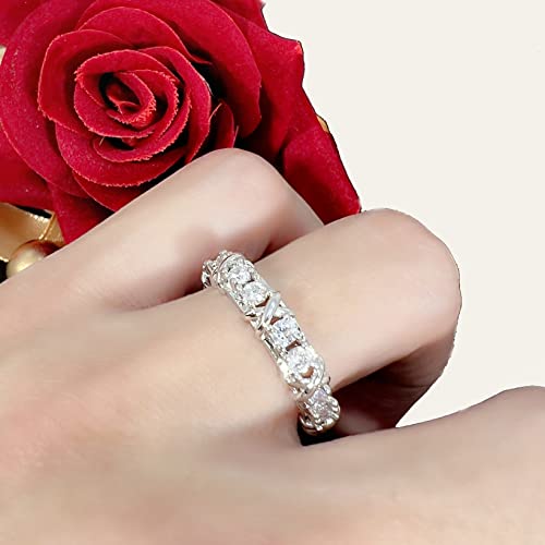 Womens Full Moissanite Diamond Ring Shaping Rings Gold/Rose Gold/Silver X Cross Weight Loss Ring Women Wedding Band Ring (Moissanite Diamond Ring Silver, 7)4