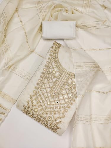 Image of LATEST DRESS MATERIAL FOR WOMEN FEBRIC TYP CHANDERI SILK