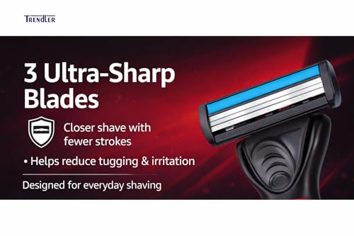 Image of Razor for Men with 3 Blade Cartridge | 1 Razor Handle + 10 Replacement Cartridges | Anti-Slip Grip Smooth Shaving Razor | Grooming Razor Value Pack