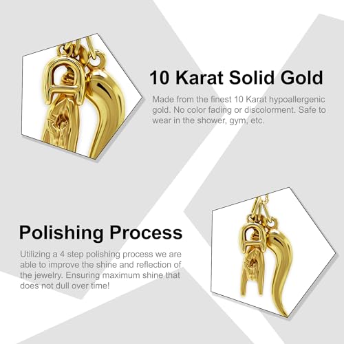 Gold Italian Horn with Hand Sign Pendant with Bubble Initial Pendant - 10 Karat Gold - 3D Good Luck Hand Sign - Italian Mano Cornuto Hand Symbol - Initial Letter Charm - Cornicello Pendant2