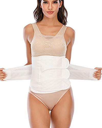 Dodoing Bauchbandage für Damen, nach der Geburt, zur Genesung nach der Schwangerschaft, Stützgürtel, C-Abschnitt, Erholungsgürtel, Bauchbinder, postnatale Körperformer, Taillen-Trainer Gr. L, 2# Weiß