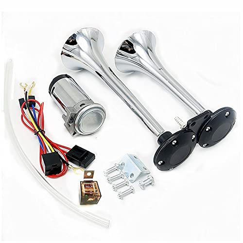 Klaxon à Air 150DB Pour 24V - Voiture, Camion, Bateau - Chrome Zinc, 45cm, Avec Compresseur