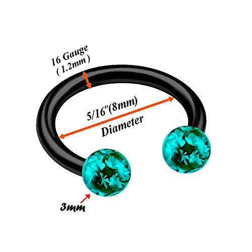 2pcs 16g Circular Barbell Black Titanium G23 Ear Helix Lip Eyebrow Tragus Nose Snake Septum Cartilage Bite Ring B2ICT2