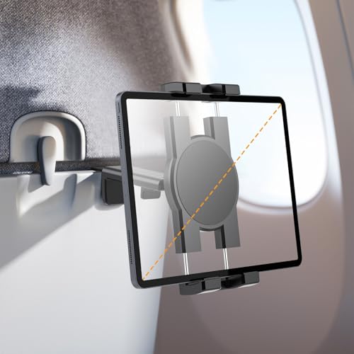 Huogantom Universal Airplane Tablet Holder, Handsfree Adjustable Travel Essential Tablet Mount for Flying with 360° Rotation, Compatible with iPad/Galaxy Tabs (All 4.7