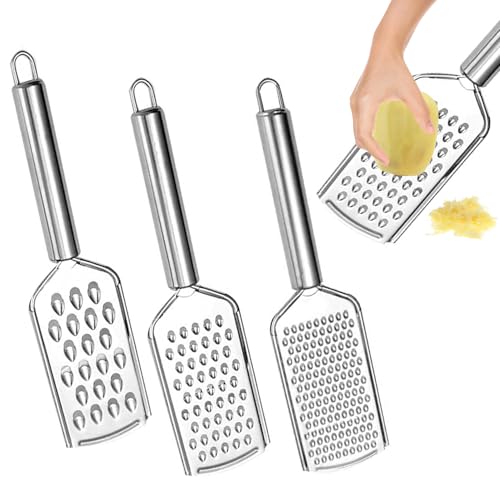 3 Stück Käsereibe,GemüSereibe,Kleine Reibe,Handreibe Edelstahl,3 Verschiedene Lochgrößen,Reibeisen Mini mit Haken,Obst- und GemüSereibe,Schäler Melonenschäler,für Gemüse,Obst,Käse,Schokolade,Haushalt