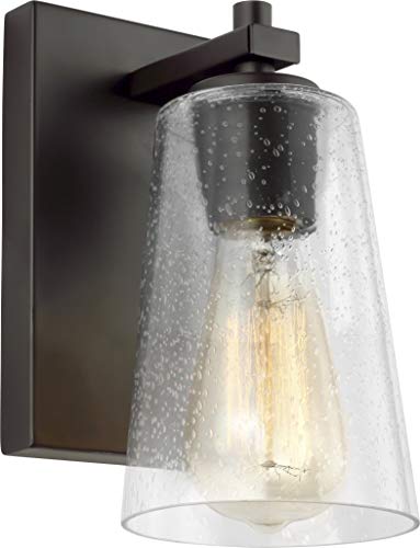 Flash Sale Feiss VS24301ORB Mercer Glass Wall Sconce Lighting, Bronze, 1-Light (5"W x 9"H) 60watts