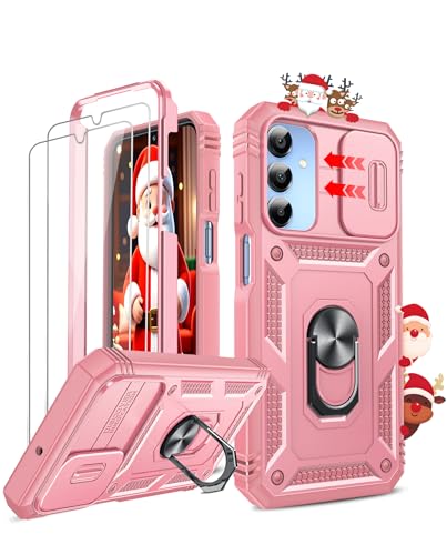 LeYi Compatible for Samsung Galaxy A15-5G Case: Phone Case Galaxy A15 5G with [2X] Galaxy A15 Screen Protector & Magnetic Stand, Military-Grade Shockproof Cobertura para Galaxy A15 5G for Women, Rink