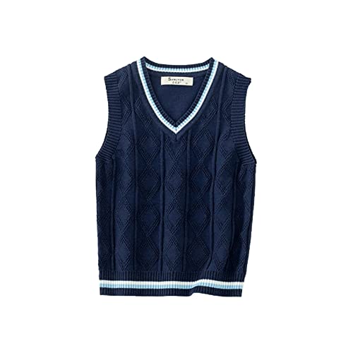 Aislor Boys Girls Sleeveless Knit Sweater V Neck Waistcoat School Uniform Knitted Vest Knitwear Jumpers Top for Kids2