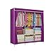 Wardrobe Składana przenośna tkanina pyłoszczelna przechowywanie szafa składana wzmocniona dom sypialnia 167 x 129 x 45 cm (66 x 51 x 18 cali) UOMUN (kolor: fioletowy)
