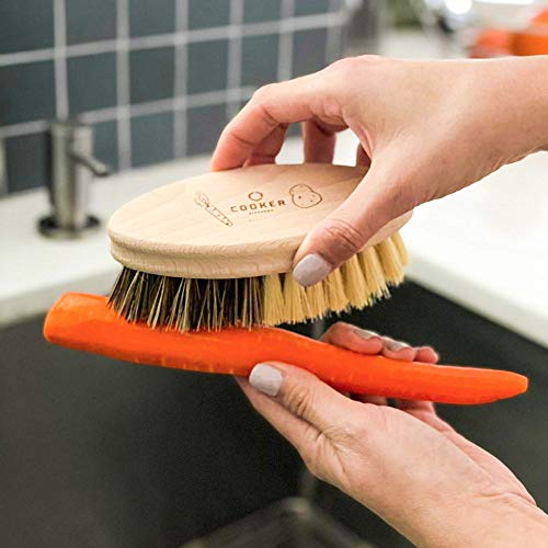 Nichemkt Vegetable Brush, Beechwood Handle, Natural Bristles (Hard And Soft) For Cleaning Potato, Carrot, Celery, Cucumber, Onion, Avocado And Fruits #TOP7