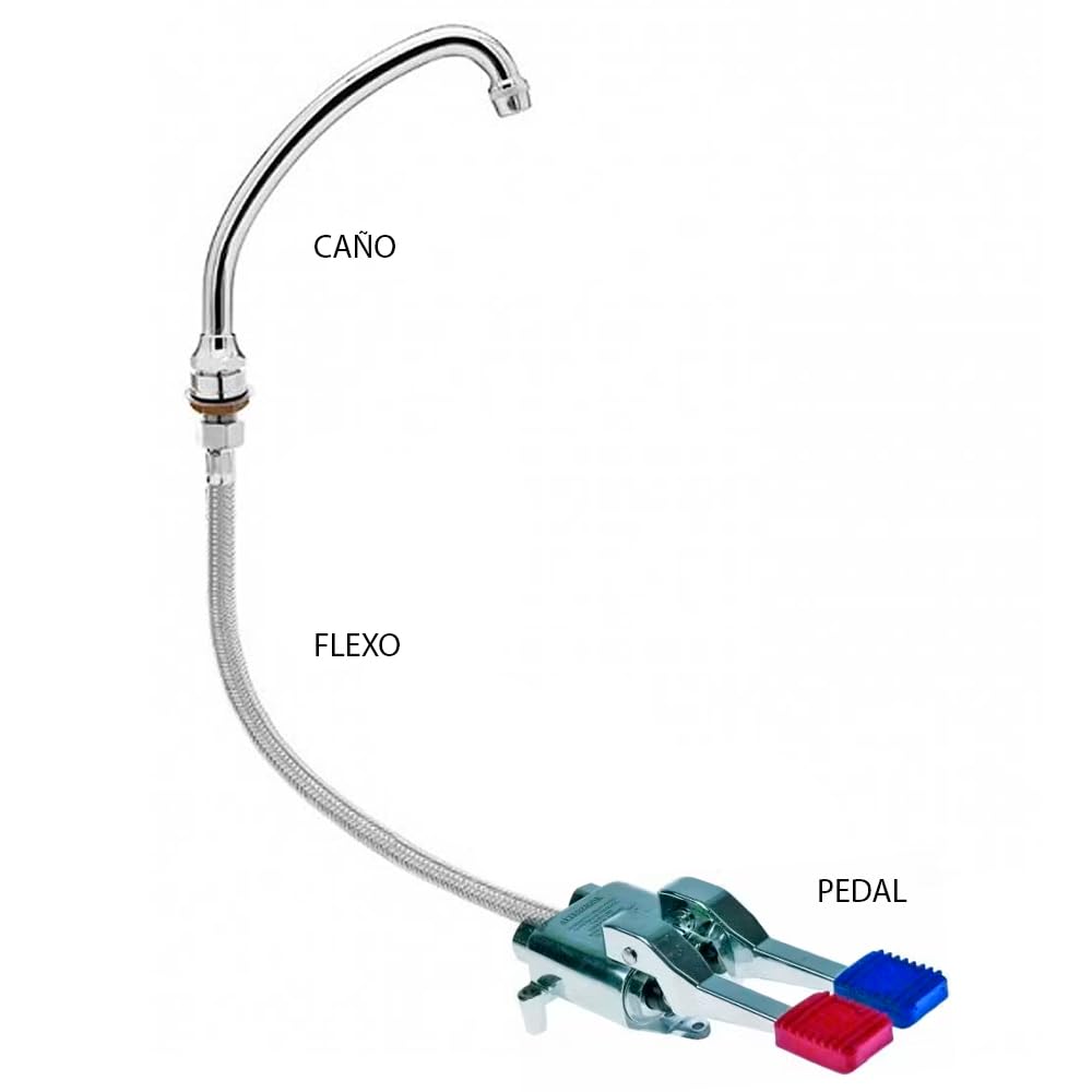 Pedal de agua completo con caño y flexo largo.