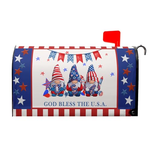 Image of American Patriotic Mailbox Covers Magnetic Standard Size 18 inchX21 inch American Flag Magnetic Mail Box Covers 4Th of July Holiday Mailbox Wraps Post Letter Box Cover for Garden Yard Outside