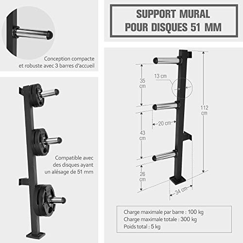 Gorilla Sports® Rastrelliera Pesi - da Parete, per...