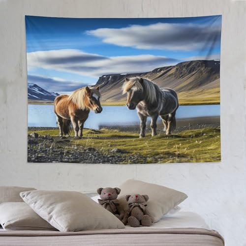 Tapisserie murale cheval 150x200cm pour décoration de salon