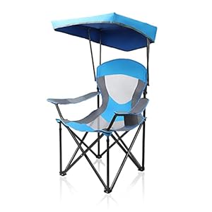 ALPHA CAMP Chaise de camping pliable avec porte-gobelet, fauteuil de camping pliable avec toit solaire pour extérieur, camping, pique-nique, pêche