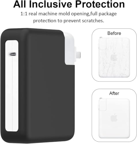 Image of Techmount Silicone Protective Cover with Black Data Cable Potector Compatible with 29W /30W /35W MacBook Adapter Compatible with MacBook Air M2 M1 13 inch Models A2681 A2337 A2179 2020 (ONLY Cover)