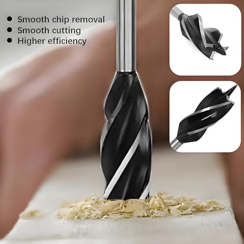AGSYFFD 28mm*165mm Professional Holzbohrer, mit Selbstvorschub Schneckenbohrer - Holzbohrer für Weichholz/Hartholz inkl. 1/4 Zoll Sechskantschaft & Zentrierspitze