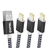 Gpel Lightning Cable 2nd Gen Easy One Touch Magnetic Cable 5ft Nylon Braided Cord to USB compatible with iPhone XS Max, XR, X, 8, 8 Plus, 7, 7 Plus, 6, 6s, 6 Plus, 6s plus, 5s, 5c, iPad, iPod (3-PACK)
