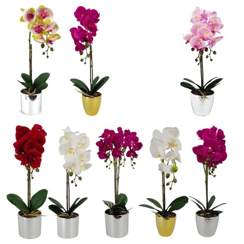 Orquídeas artificiales en macetas Leaf pack de 8 plantas decorativas para interior 2