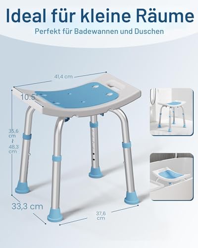 HOMLAND Duschhocker, Duschstuhl Höhenverstellbarer, rutschfest Badhocker für Badewannen, Leichter Duschhocker für Senioren, Erwachsene und Personen mit Behinderungen