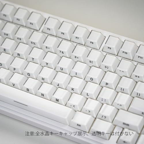 XVX クリスタルジェリーキーキャップ 75 パーセント、95 キー＋20 キークリアキーキャップの可愛いカスタムキーキャップ、61/68/84/87 Cherry Gateron MX 機械式用チェリープロファイル、サイドプリント-ホワイト
