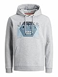 Hoodie mit Kordelzug JACK & JONES Male Hoodie Kängurutasche XLLight Grey Melange