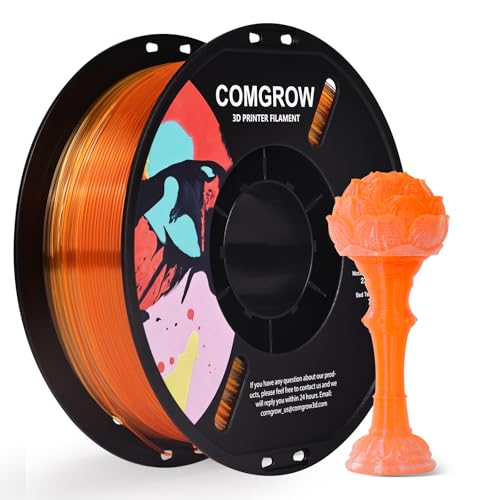Image of Comgrow PETG 3D Printer Filament 1.75mm, High Precision and Tough 3D Printer Filament 1kg (2.2LBS), Dimensional Accuracy + /- 0.02 mm, Fit Most 3D Printers Gradient Orange White
