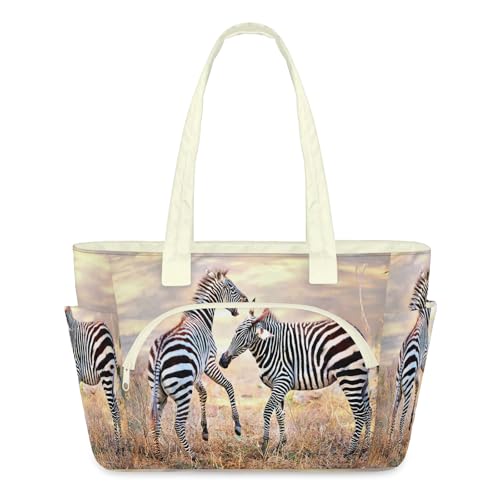 Sac fourre-tout zèbre matelassé pour femme avec grande poche zippée