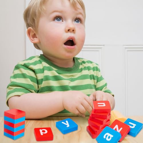 SoeUyd Scrabble, Scrabble Junior, Scrabble Reisespiel, Geeignet für 2/3/4/5/6/7/8 Jahre Alt, Buchstabieren Wörter Kinder Puzzle Starter Spielzeug, Pädagogische Starter Wort Spielzeug Geschenke