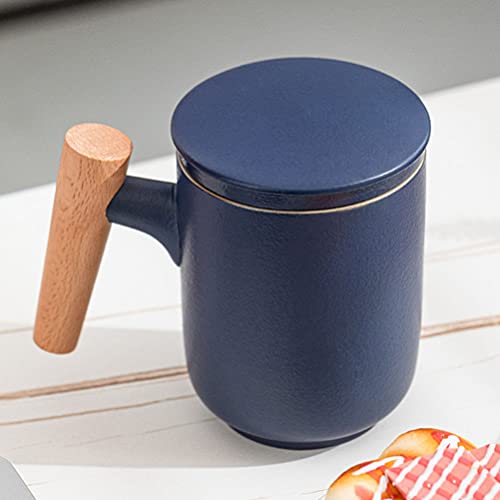 Cabilock Caneca de chá de cerâmica com infusor e tampa, canecas de café de porcelana, copo de água,