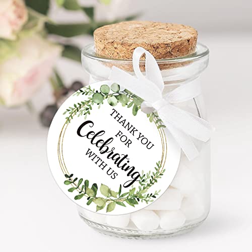 Thank You for Celebrating with Us Tags, Thank You Tags for Wedding Favors, Bridal Showers, Birthdays, Parties and Baby Showers, Thank You Gift Tags with String, 2 Inches, 50 Count.