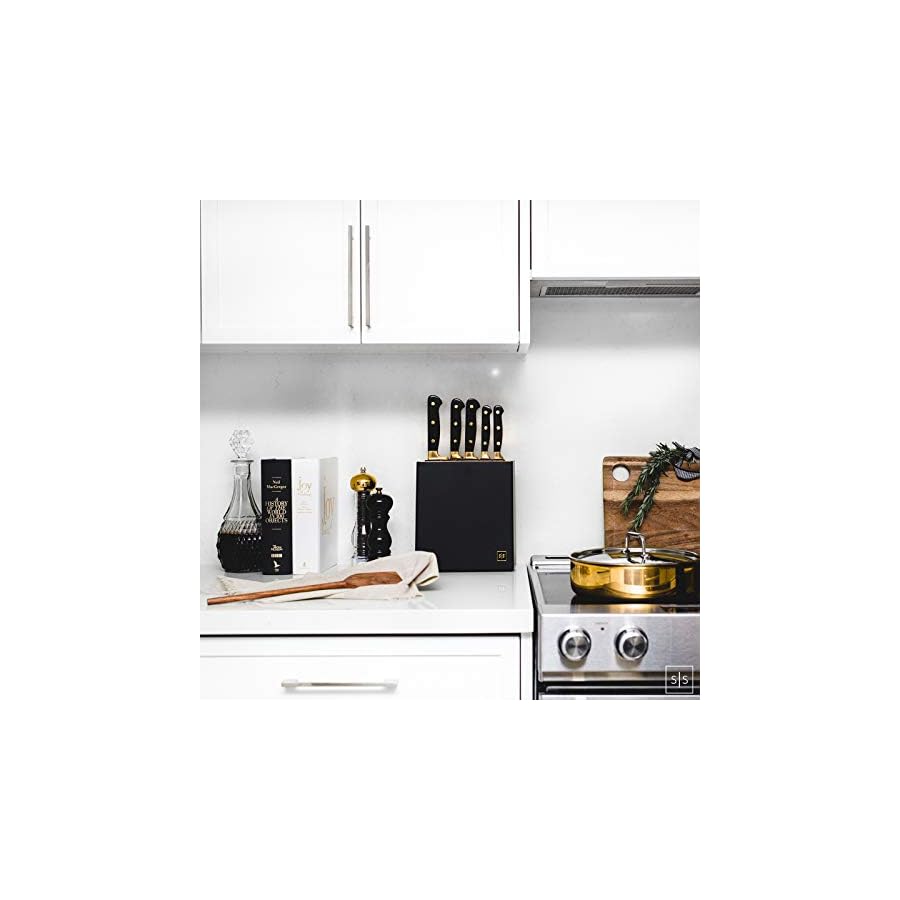 Black-and-Gold-Knife-Set-with-Block-6-PC-Luxe-Gold-Kitchen-Knife-Set-with-Block-Self-Sharpening-Modern-Knife-Set-with-Self-Sharpening-Knife-Block-Set-Black-and-Gold-Kitchen-Accessories Black and Gold Knife Set with Block - 6-Piece Luxe Kitchen Knives with Block and Sharpener - Modern Black and Gold Kitchen Accessories for Stylish Cooking