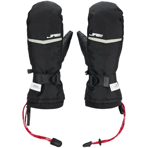 JRZHX Touch Screen Ski Gloves Women & Men with Quadruple Layer Protection, Waterproof Snow Gloves Breathable & Warm, Snow Stopper Adjustable Wrist Drawstring, Anti-Lost Rope (Black, Medium)
