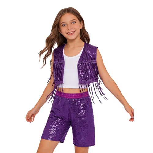 Tenue danse hip hop violette pour fille de 5-6 ans idéale pour briller au gala de fin d'année