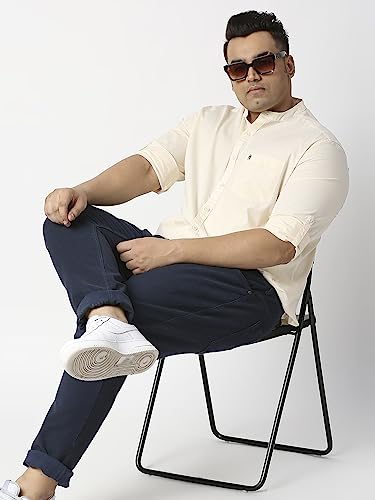 Image of Thomas Scott Mens | Full Sleeve | Solid Plain Color | Regular Fit | Plus Size | 100% Cotton | Mandarin Collar | Casual | Shirt