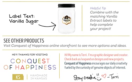 Vanilla Sugar Label For 1 Oz Boston Round Bottles And Larger - Handmade By Conquest Of Happiness | Pack Of 18 #TOP5