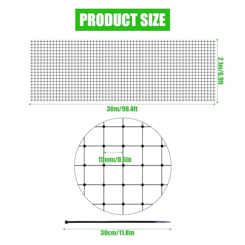 DARENYI Bird Netting for Garden, Garden Netting with Cable Ties, PP Plastic Wire Mesh Fence Anti Bird Net, Protect Plant Tree Fruits Vegetable for Pest Control & Animal Fence Barrier Netting (7x100FT) by DARENYI - Image 3