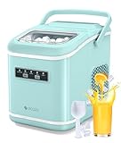 ecozy Countertop Ice Maker, Portable Ice Maker with Self-Cleaning, 9 Bullet Ice Cubes in 6 Mins, 26lbs/24Hrs, Ice Maker Machine with Ice Bags, Handle, Standing Scoop and Basket, Green