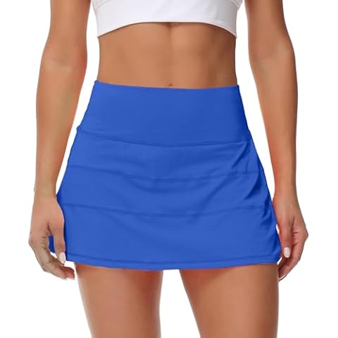 MCEDAR Pleated Tennis Skirt for Women with Pockets Women's High Waisted Athletic Golf Skorts Skirts for Running Workout Shorts（Blue，8） Cover