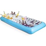 Novelty Place Aufblasbare EIS-Servier-Buffetbar mit Ablassstopfen – blaues Salattablett und Getränkekühler für Party, Picknick und Camping (1 Stück)