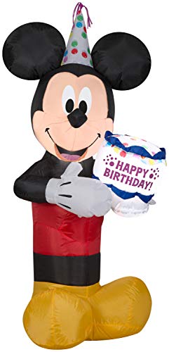Gemmy Airblown Inflatable Birthday Party Mickey Mouse With Cake, 3.5 Ft Tall, Black #TOP1