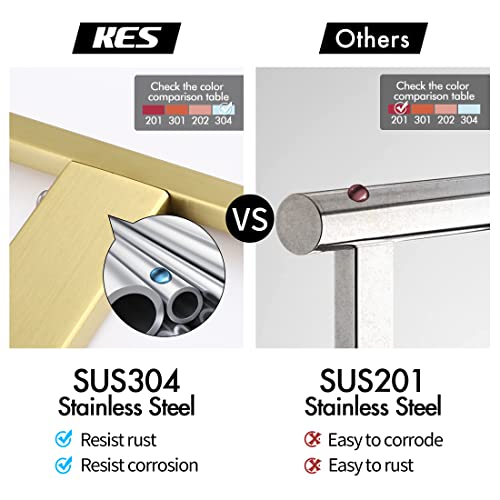 Kes Standing Towel Rack With Marble Base, 2-Tier Towel Stand For Bathroom Floor, Upgrade Steady Design, T-Shaped Towel Drying Rack Gold, Sus304 Stainless Steel, Brushed Brass Finish, Bth217-Bz #TOP6