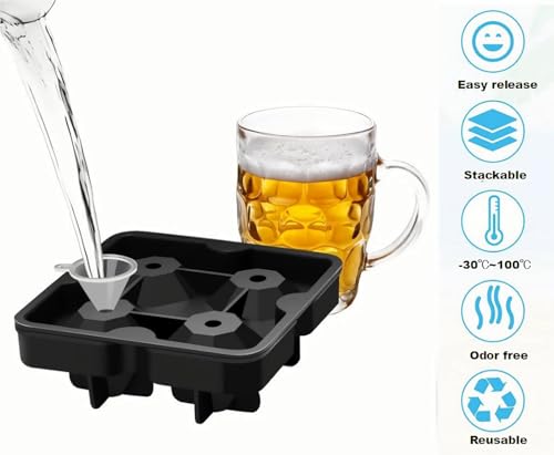 Image of Melbify Diamond Shape Shape Ice Cube Tray with Funnel | Silicone Ice Cube Mold | Freezer Ice Maker for Cocktails, Whiskey, Bourbon, Juice | Baking Cup Cakes | Perfect for Home,Restaurants & Bar
