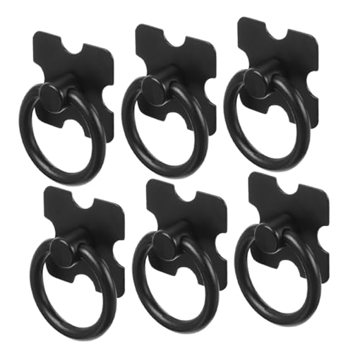 Holibanna 6個 黒色環メタルノブ 引き出しキャビネット取っ手 キッチン家具用耐久性亜合ハンドル モダンスルドレッサー クローゼット用装飾ハ