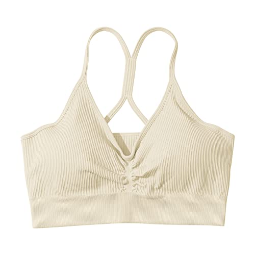 Soutien-gorge de sport à volants et finitions sans couture beige