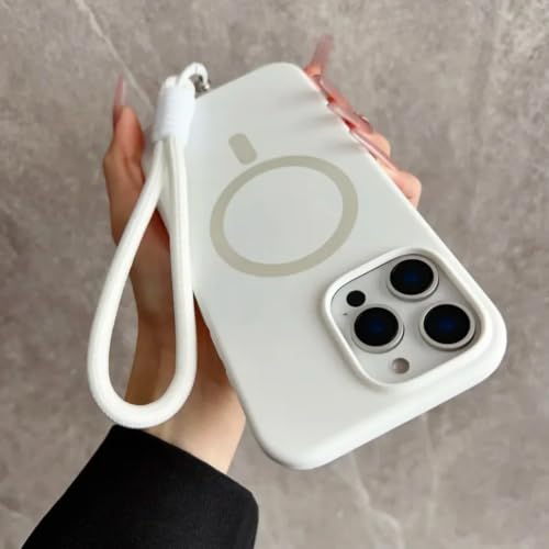 HJZSZX For iPhone 16 Plus�p�t�̃V���R�����}�O�l�b�g���P�[�X�i���C�����X�[�d�Ή��A�X�g���b�v�t���j�iFor iPhone 16 Plus�p�^�z���C�g�j