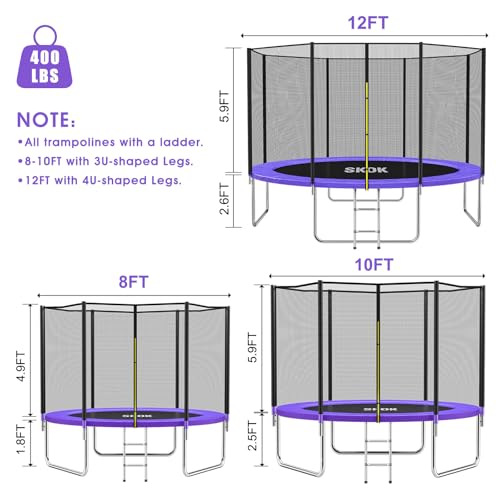 Image of SKOK Trampoline for Kids,400LBS Outdoor Trampoline with Net-ASTM Approved Trampoline for Children and Adults