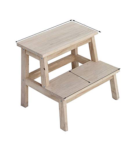 GXXINGIN Sgabello a gradini, Sgabello Pieghevole, Sgabello in Legno Multifunzionale, sedie a Scala Semplice a Due Strati, 6 Colori (Naturale 39,5 × 50 × 36 cm)